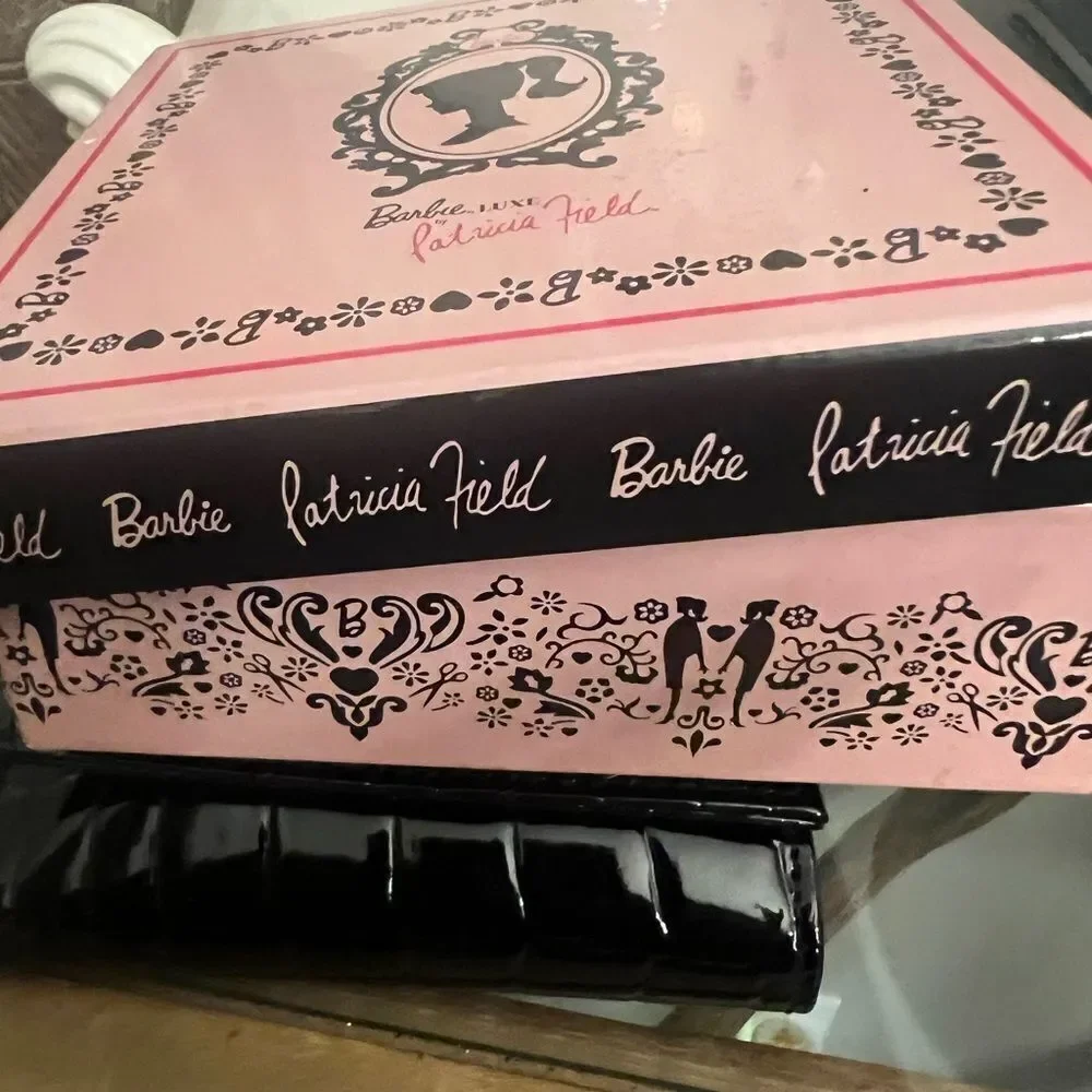 Patricia Field x Barbie Black Embossed Leather wallet NWT in original Box. Rare